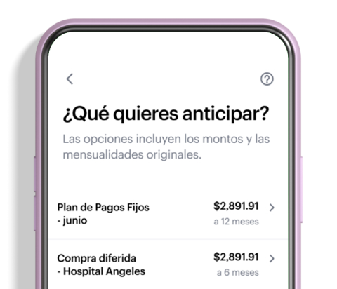 Fotografía de un smartphone con la app Nu abierta en la sección de Anticipación